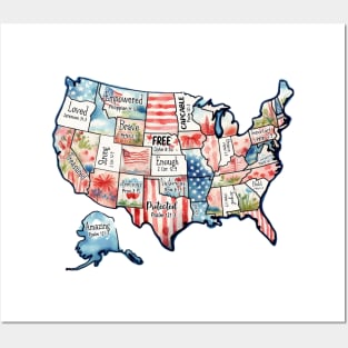 Retro America USA Map, You Are Bible Verse, 4th Of July, USA Flag, American Girl, American 1776 Posters and Art